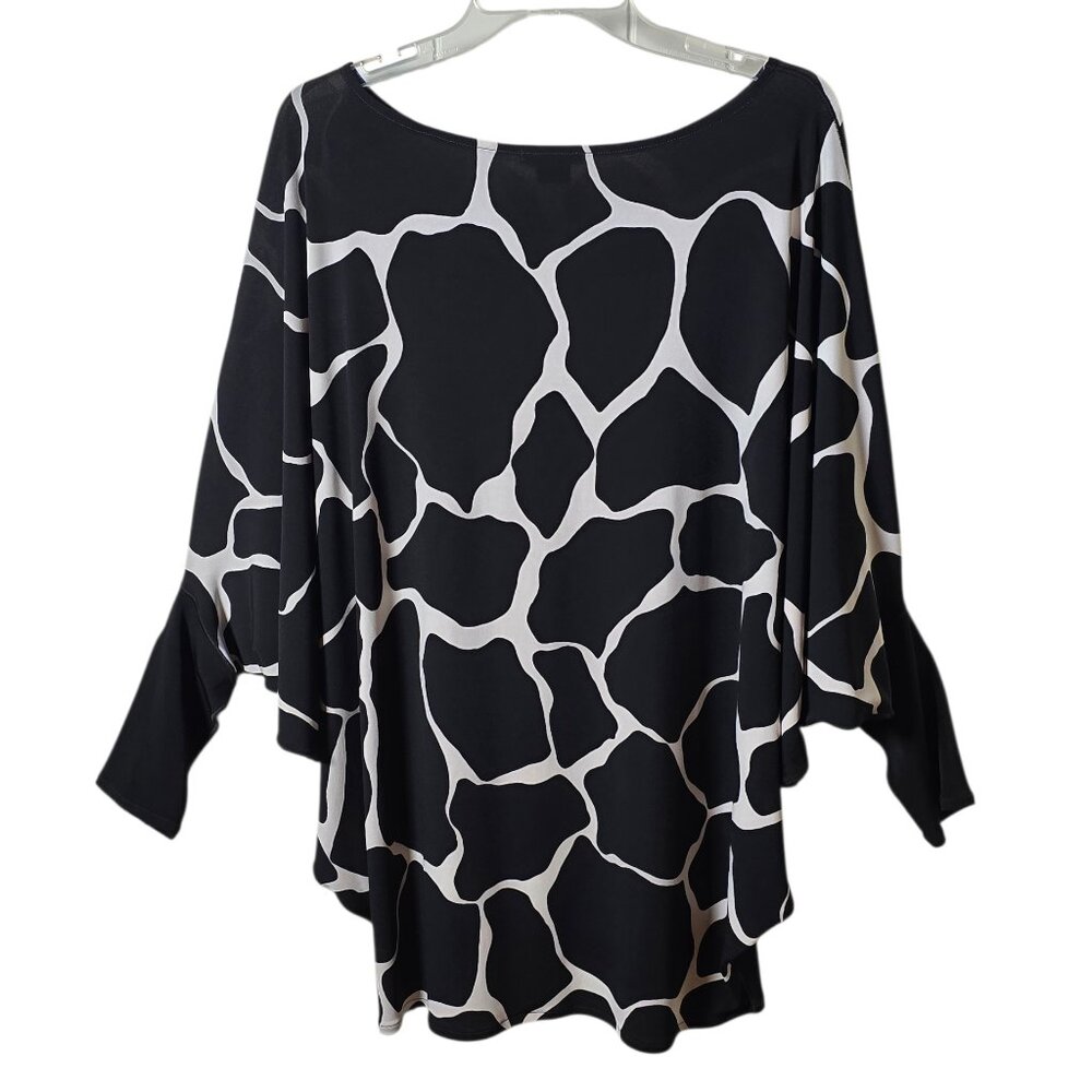 Eva Varro Top Womens Large Black/White Abstract Batwing Tunic Made USA/Artsy - Picture 7 of 12